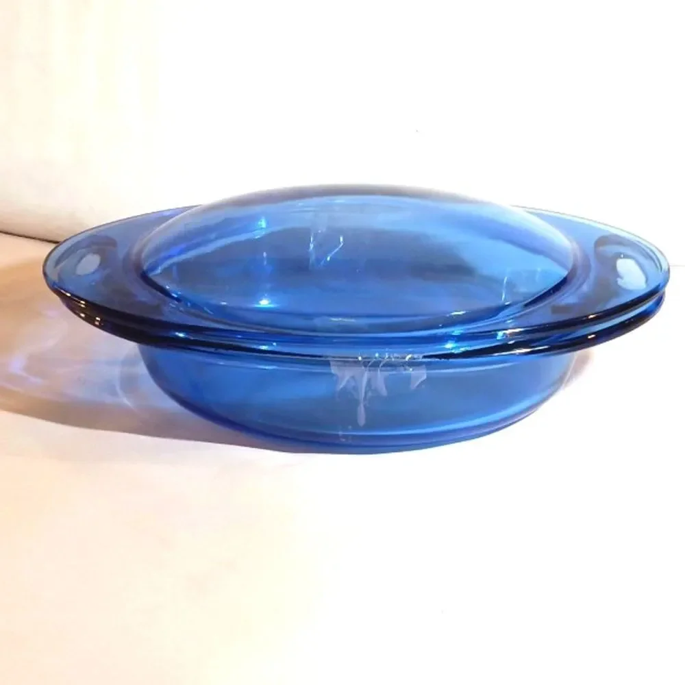 Vintage Anchor Hocking Cobalt Blue 2 QT Glass  Covered Casserole Baking …